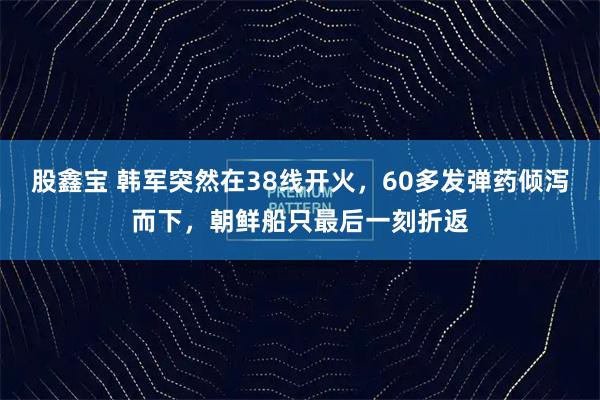 股鑫宝 韩军突然在38线开火，60多发弹药倾泻而下，朝鲜船只最后一刻折返